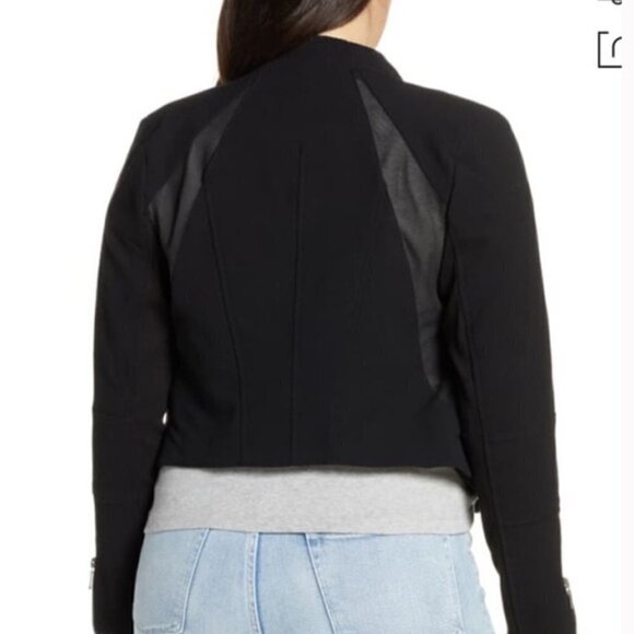 Anthropologie Blank NYC Mesh Detail BlackCrepe Jacket size M - Picture 2 of 10